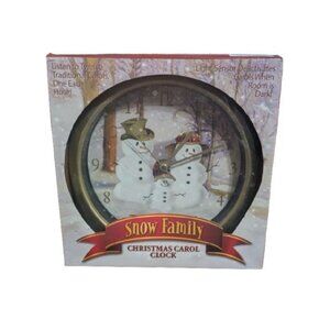 Snow Family Christmas Carol 8" Clock by Mark Feldstein Gold Wall or Table NEW
